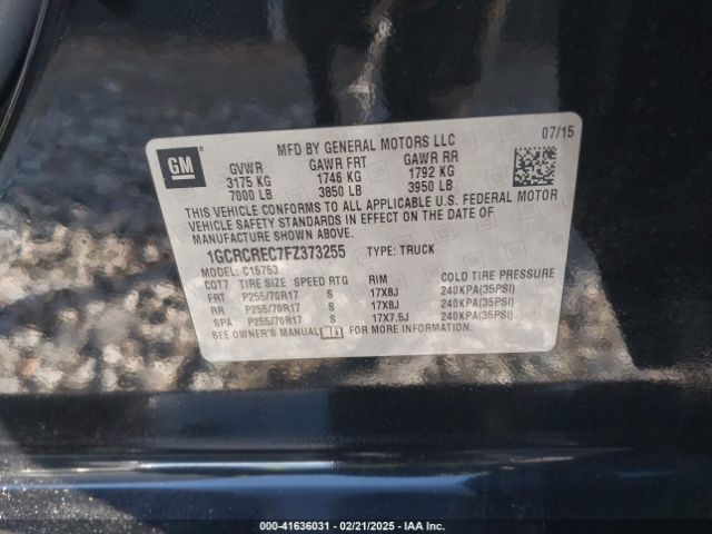 1GCRCREC7FZ373255 Chevrolet Silverado 1500 1lt