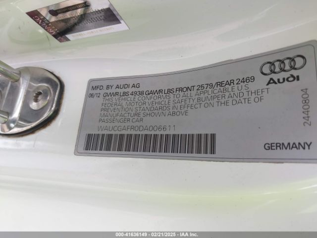 2013 AUDI S5 WAUCGAFR0DA006611 Photo 8