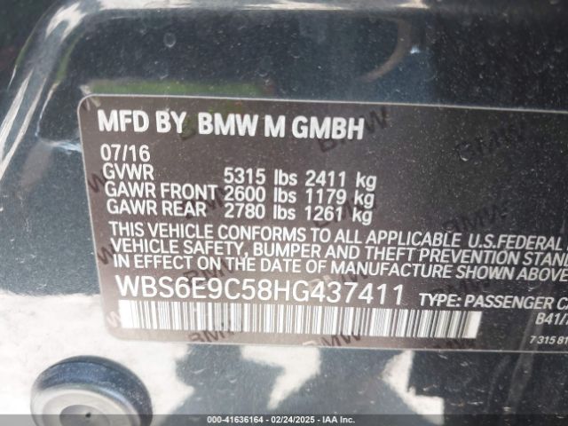 WBS6E9C58HG437411 BMW M6 Gran Coupe