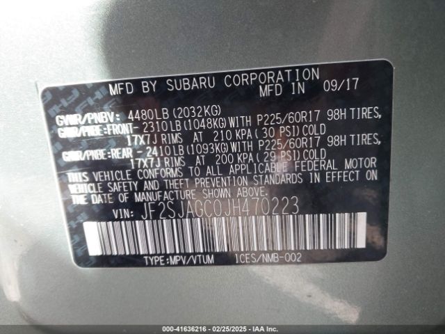 JF2SJAGC0JH470223 Subaru Forester 2.5i Premium