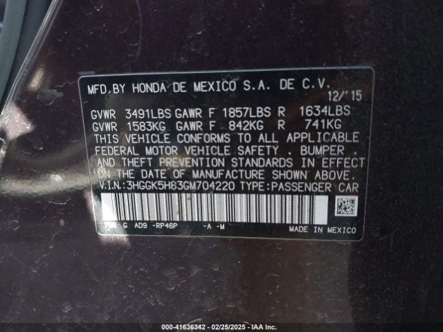 3HGGK5H83GM704220 Honda Fit Ex-l