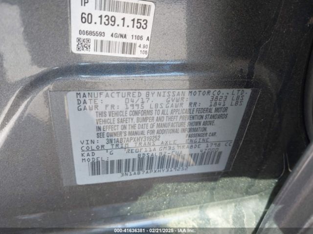 3N1AB7APXHY319252 Nissan SENTRA S