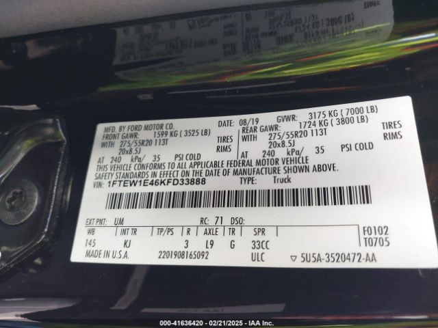 1FTEW1E46KFD33888 Ford F-150 King Ranch