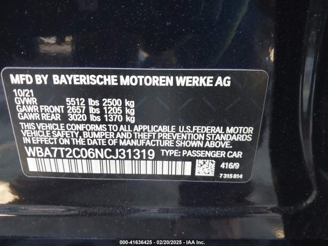 2022 BMW 740 WBA7T2C06NCJ31319 Photo 8