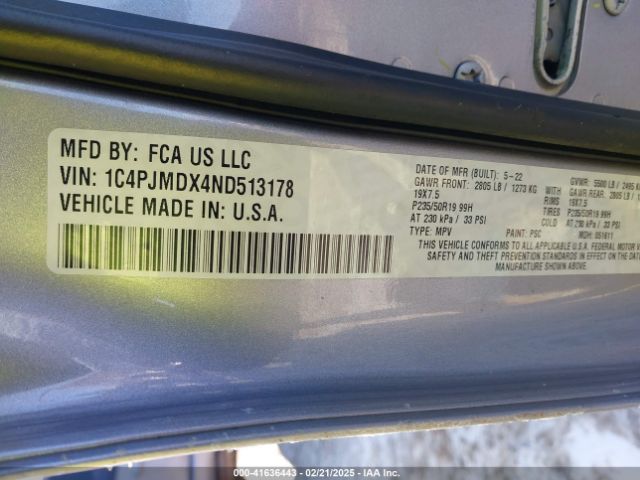 1C4PJMDX4ND513178 Jeep Cherokee Limited 4x4