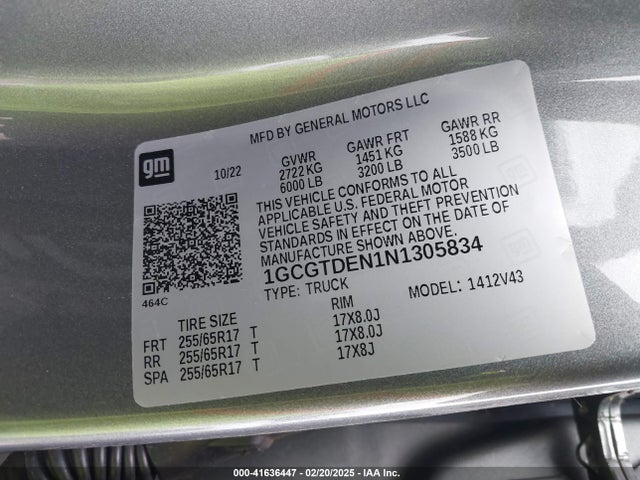 1GCGTDEN1N1305834 Chevrolet Colorado 4wd  Long Box Z71