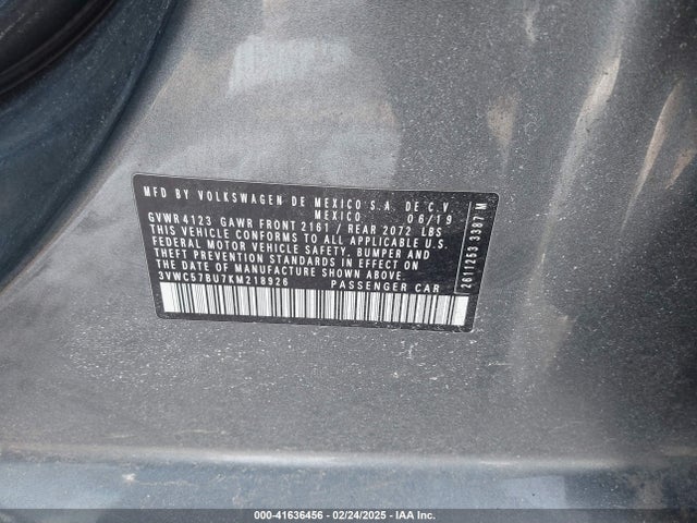 3VWC57BU7KM218926 Volkswagen Jetta 1.4t R-line/1.4t S/1.4t Se