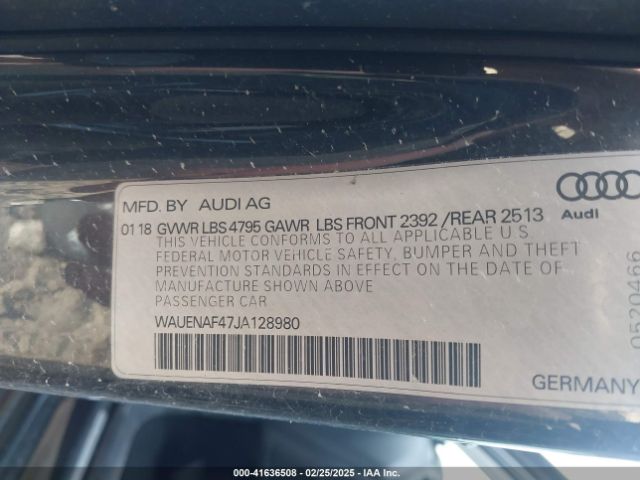 WAUENAF47JA128980 Audi A4 2.0t Tech Premium