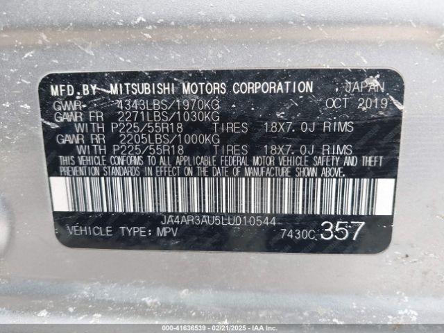 2020 MITSUBISHI OUTLANDER SPORT JA4AR3AU5LU010544 Photo 8