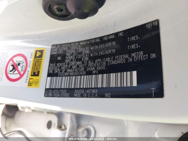 5TDZARFH6KS043408 Toyota Highlander Le