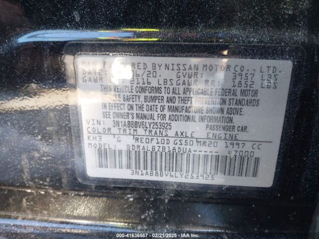 3N1AB8BV6LY253925 Nissan Sentra S Xtronic Cvt