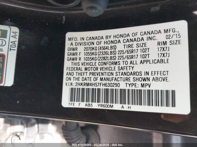 Honda CR-V EX 2015 2HKRM4H57FH630290 Image 9