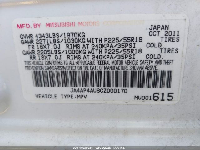 2012 MITSUBISHI OUTLANDER SPORT JA4AP4AU8CZ000170 Photo 8