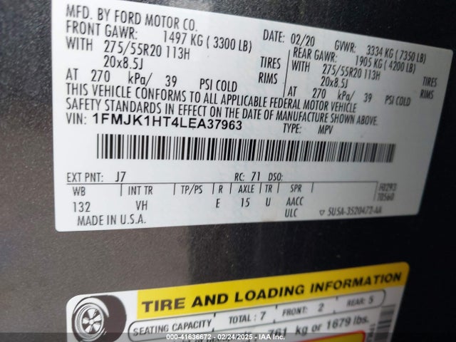 Ford Expedition Xlt Max 2020 1FMJK1HT4LEA37963 Image 9