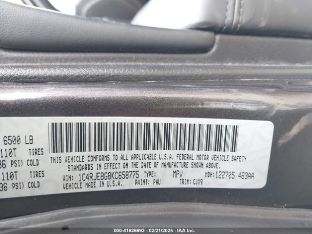 1C4RJEBG8KC658775 Jeep Grand Cherokee Limited 4x2