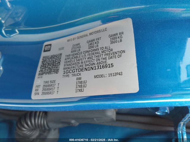 1GCGTDEN1N1316915 Chevrolet Colorado 4wd  Short Box Z71