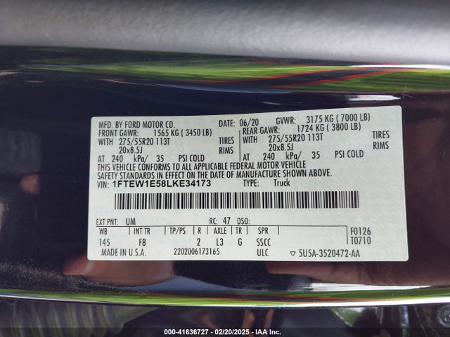 Ford F-150 Xlt 2020 1FTEW1E58LKE34173 Image 9
