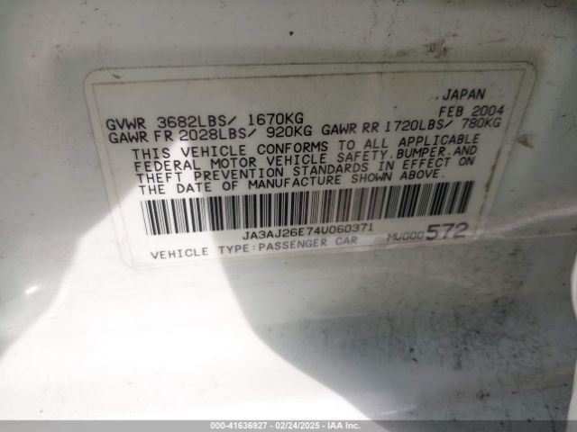 2004 MITSUBISHI LANCER JA3AJ26E74U060371 Photo 8