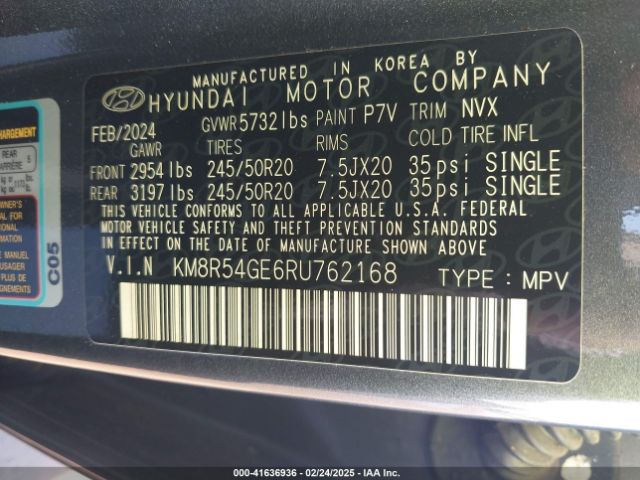 KM8R54GE6RU762168 Hyundai Palisade Limited
