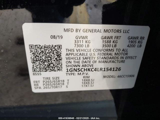 1GNSCHKC4LR154126 Chevrolet Suburban 2wd Lt