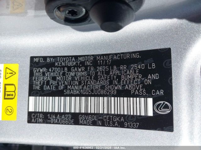 58ABK1GG5JU086299 Lexus ES 350