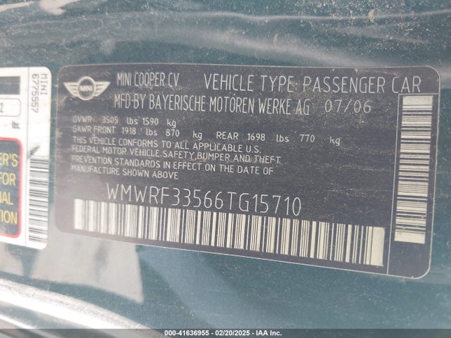 2006 MINI COOPER WMWRF33566TG15710 Photo 8