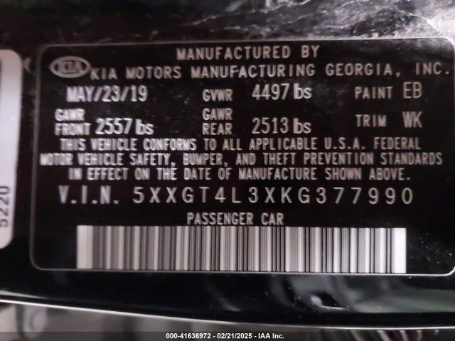 5XXGT4L3XKG377990 KIA Optima Lx