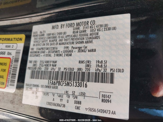 Ford Mustang Gt Fastback 2021 1FA6P8CF5M5133016 Image 9