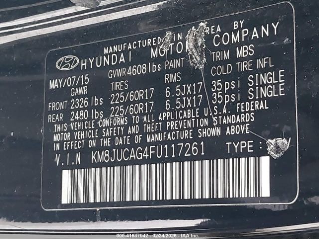 KM8JUCAG4FU117261 Hyundai TUCSON SE