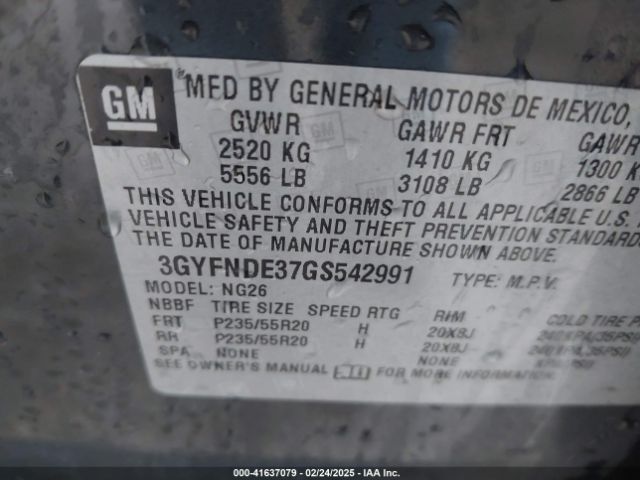 3GYFNDE37GS542991 Cadillac Srx Premium Collection