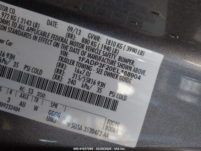 1FADP3F20EL168904 Ford FOCUS SE