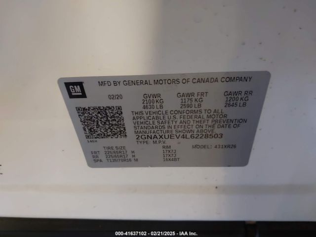2GNAXUEV4L6228503 Chevrolet Equinox Awd Lt 1.5l Turbo
