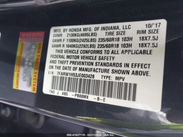 7FARW1H53JE003428 Honda CR-V EX