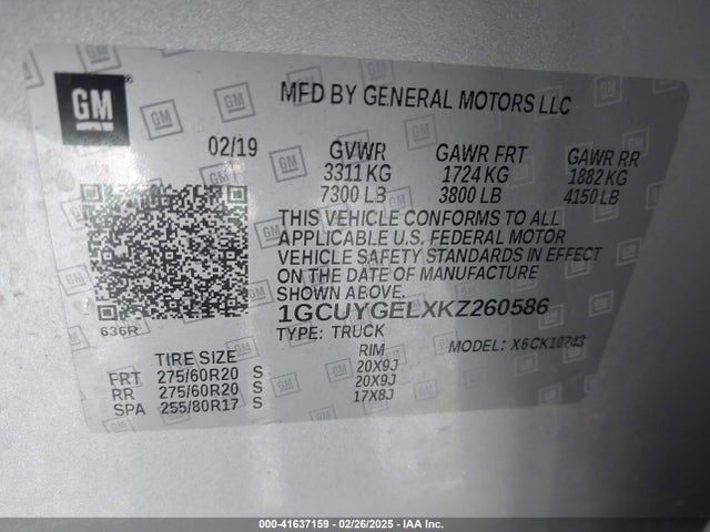 1GCUYGELXKZ260586 Chevrolet Silverado 1500 Ltz