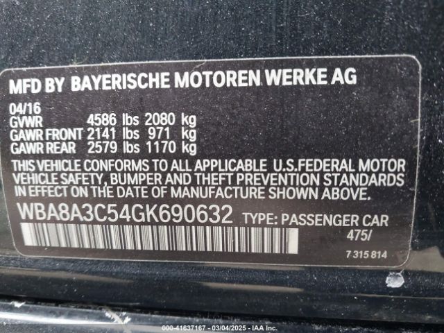 WBA8A3C54GK690632 BMW 320i Xdrive