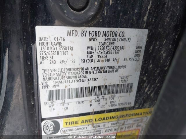 1FMJU1JT8GEF33357 Ford Expedition Xlt