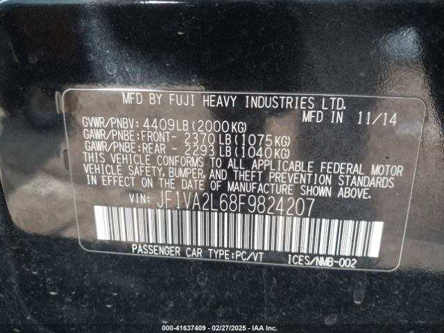 JF1VA2L68F9824207 Subaru Wrx Sti