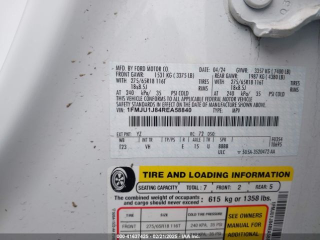 1FMJU1J84REA58840 Ford Expedition Xlt