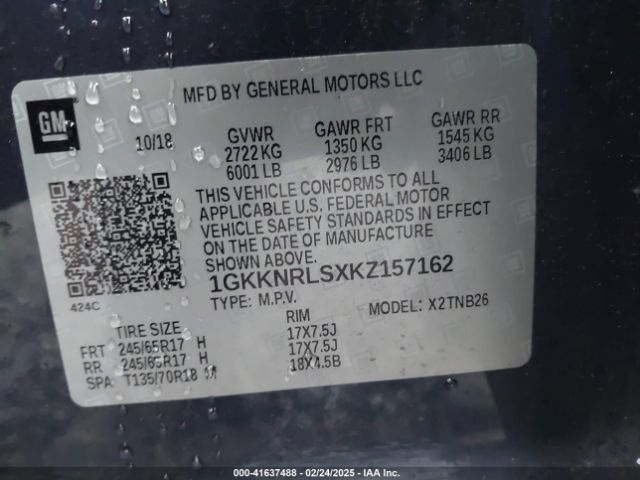 1GKKNRLSXKZ157162 GMC Acadia Sle-1