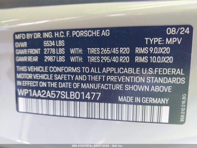 WP1AA2A57SLB01477 Porsche Macan T