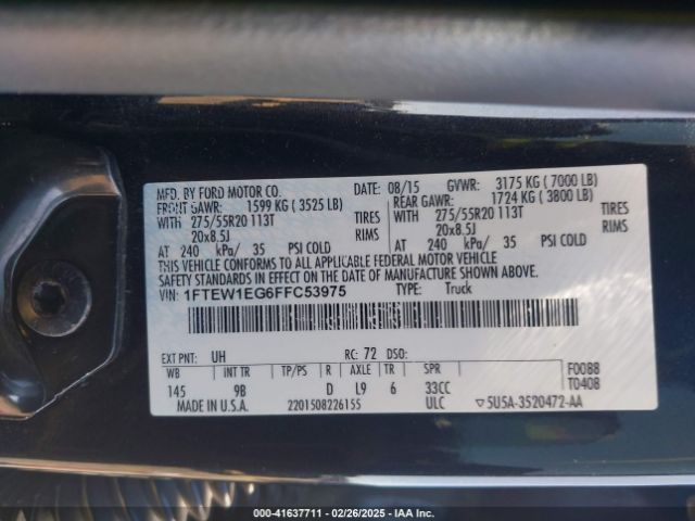 1FTEW1EG6FFC53975 Ford F-150 Platinum