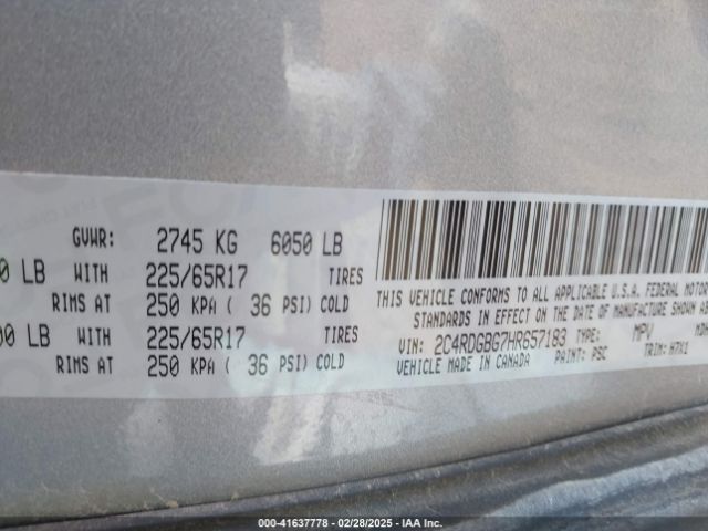2C4RDGBG7HR657183 Dodge Grand Caravan Se