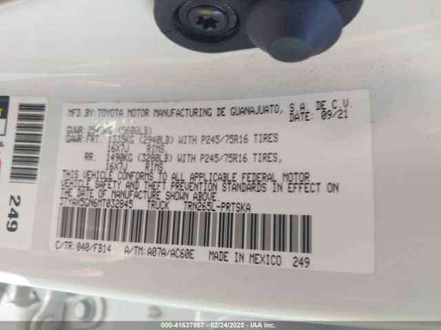 3TYAX5GN6MT032845 Toyota Tacoma Sr