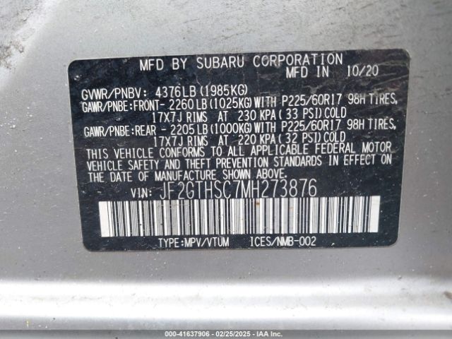 JF2GTHSC7MH273876 Subaru Crosstrek Sport