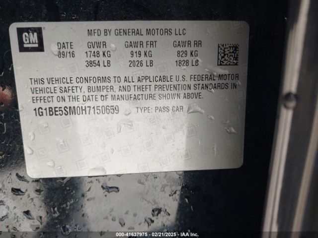 1G1BE5SM0H7150659 Chevrolet Cruze Lt Auto