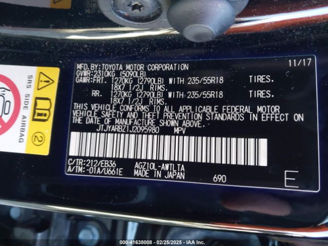 JTJYARBZ1J2095980 Lexus Nx 300 F Sport