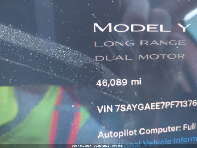 7SAYGAEE7PF713761 Tesla Model Y Awd/long Range Dual Motor All-wheel Drive