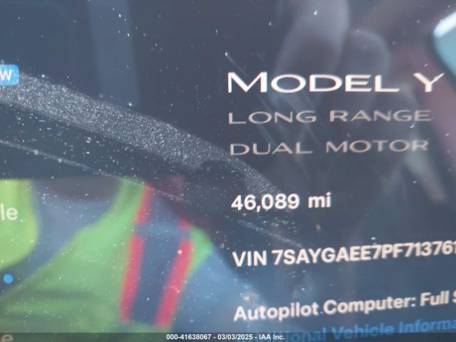 7SAYGAEE7PF713761 Tesla Model Y Awd/long Range Dual Motor All-wheel Drive