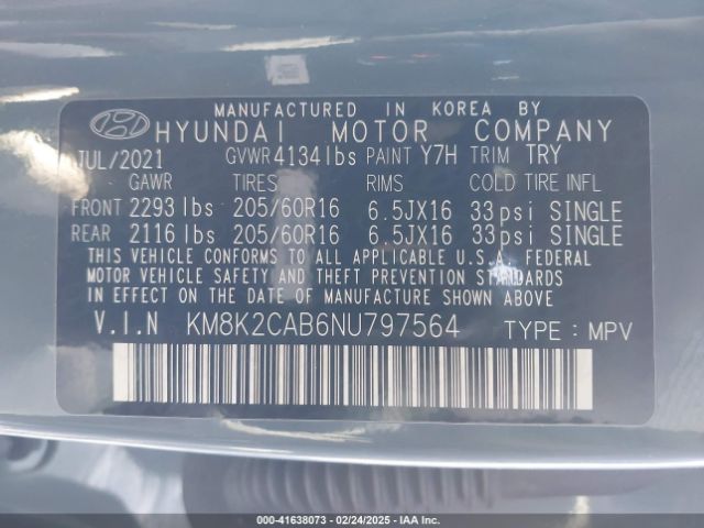 KM8K2CAB6NU797564 Hyundai Kona Se