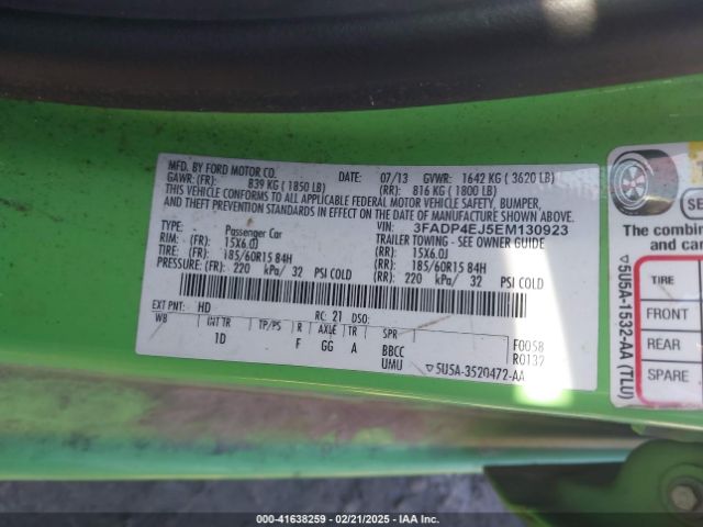 3FADP4EJ5EM130923 Ford FIESTA SE